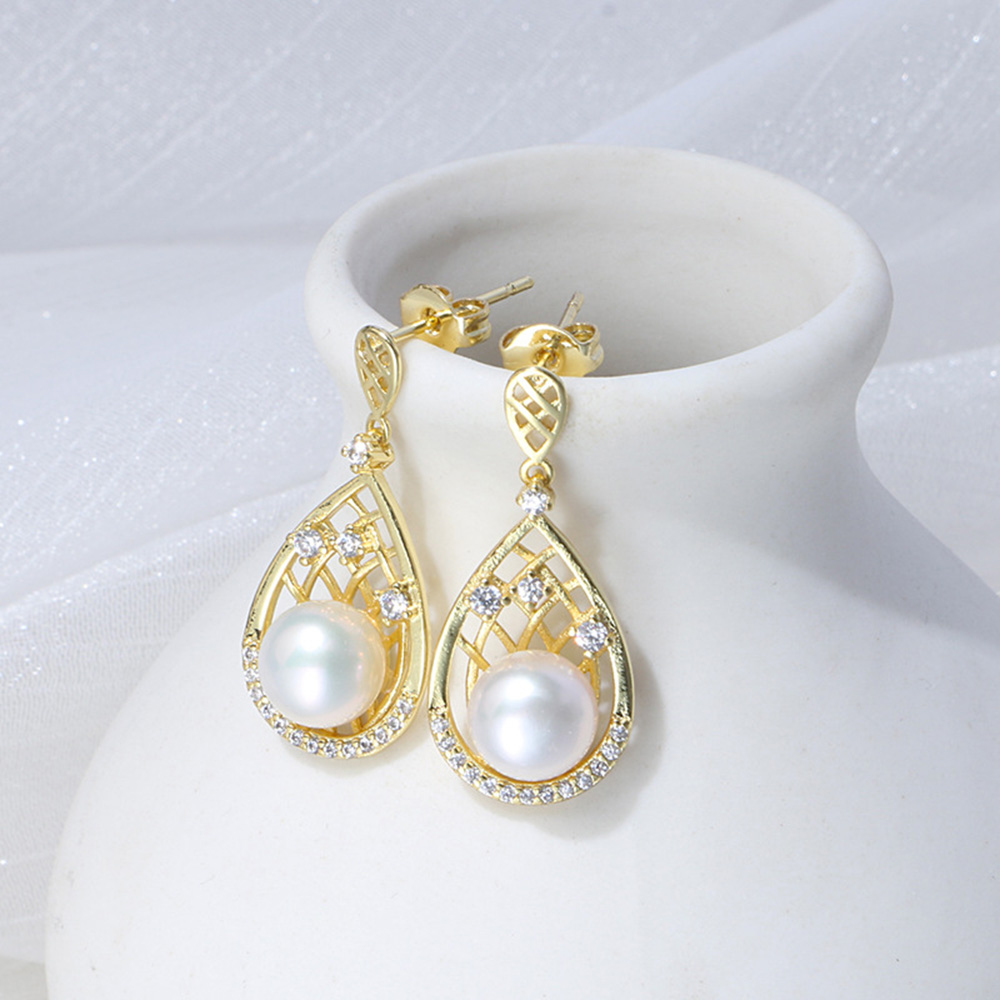 Waterdrop S925 Pearl Dangle Earring 18K Real Gold Plated Prevent Allergy Earrings for Women Gril Gift Freshwater Natural Pearls