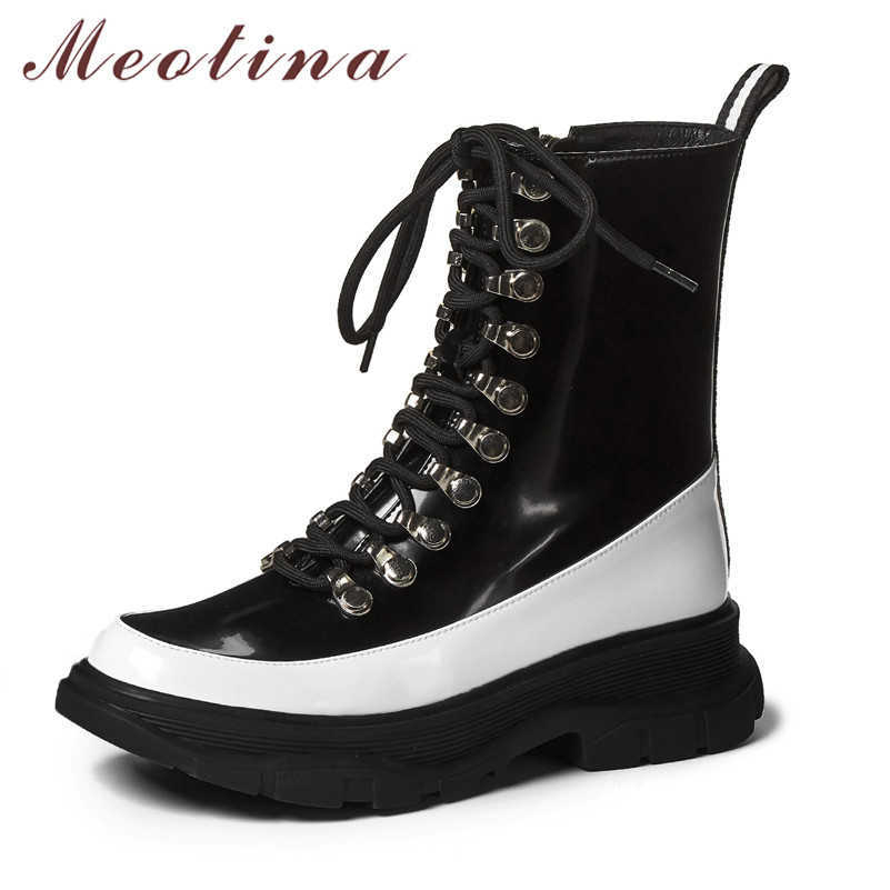 Meotina Ankle Boots Women Shoes Genuine Leather Platform Mid Heel Motorcycle Boots Zip Lace Up Wedge Heels Short Boots Black 40 210608, Black synthetic lin
Meotina Ankle Boots Women Shoes Genuine Leather Platform Mid Heel Motorcycle Boots Zip Lace Up Wedge Heels Short Boots Black 40 210608, Black synthetic lin