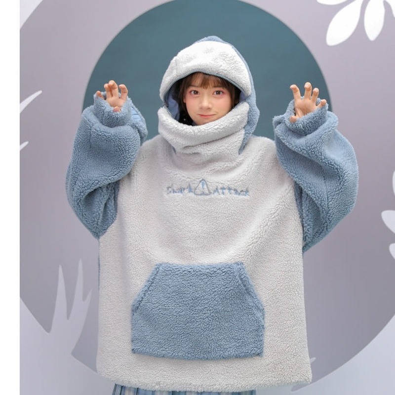 Deeptown Kawaii Hoodie Women Fashion Winter Warm Sweatshirt Long Sleeve Cute Tops Loose Oversize Casual Pullover Women 201217