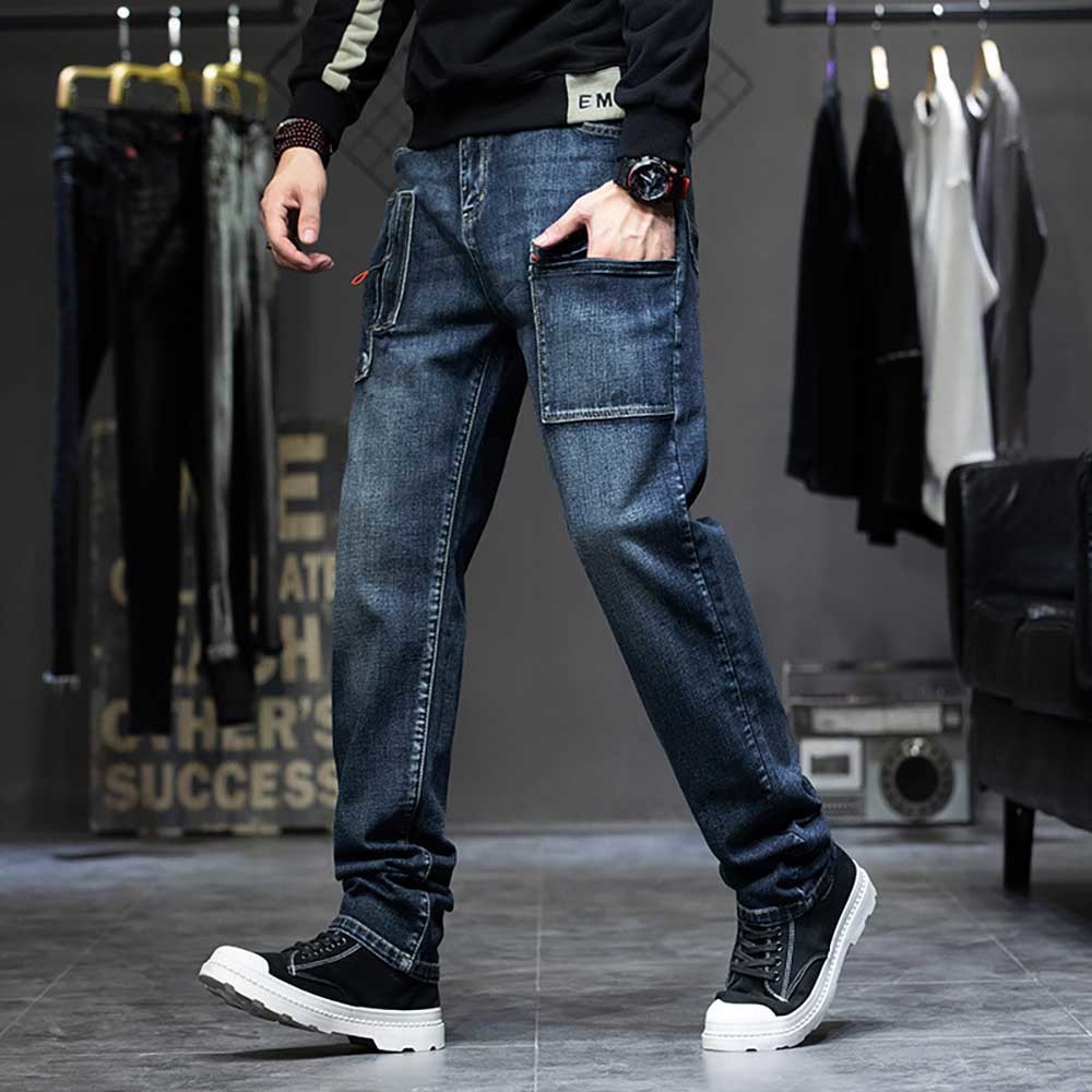 2021 New Multi-pocket Cargo Casual of Straight Men Loose Long Denim Pants Big Men's Clothes 4g2u, Blue
2021 New Multi-pocket Cargo Casual of Straight Men Loose Long Denim Pants Big Men's Clothes 4g2u, Blue