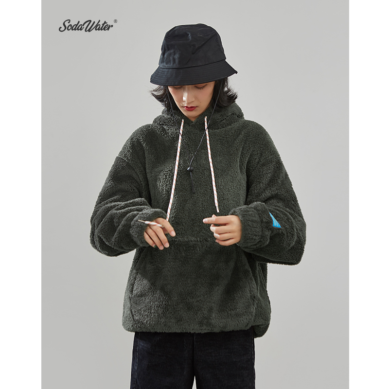 SODAWATER Men Wool Hoodies Streetwear Solid Color Thick Fleece Hooded Sweatshirts Autumn Winter Pullover Oversize Men Tops 8778W 201020