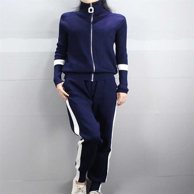 Autumn Winter Outfit Women Two Piece Set Clothing Woman Tracksuits Knitted Jacket Top With Pants Suit Fashion Sportsuit 210525
Autumn Winter Outfit Women Two Piece Set Clothing Woman Tracksuits Knitted Jacket Top With Pants Suit Fashion Sportsuit 210525