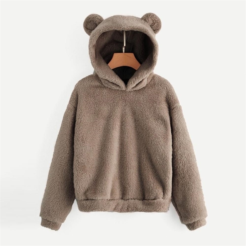 5XL oversized With Ears pink Kawaii Hoodies Women Sweatshirts Winter Plush Lovely Harajuku Anime Hooded Hoodies 201204