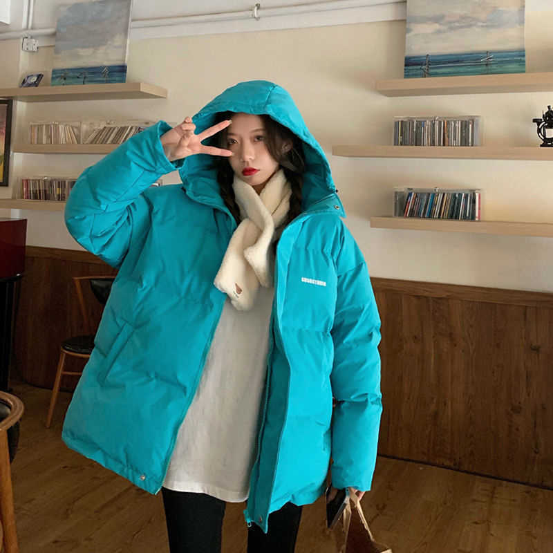 Winter Jacket Women Cotton Padded Jacket Korean Loose Solid Short Warm Streetwear Fashion Bubble Bread Coat 211007wtt