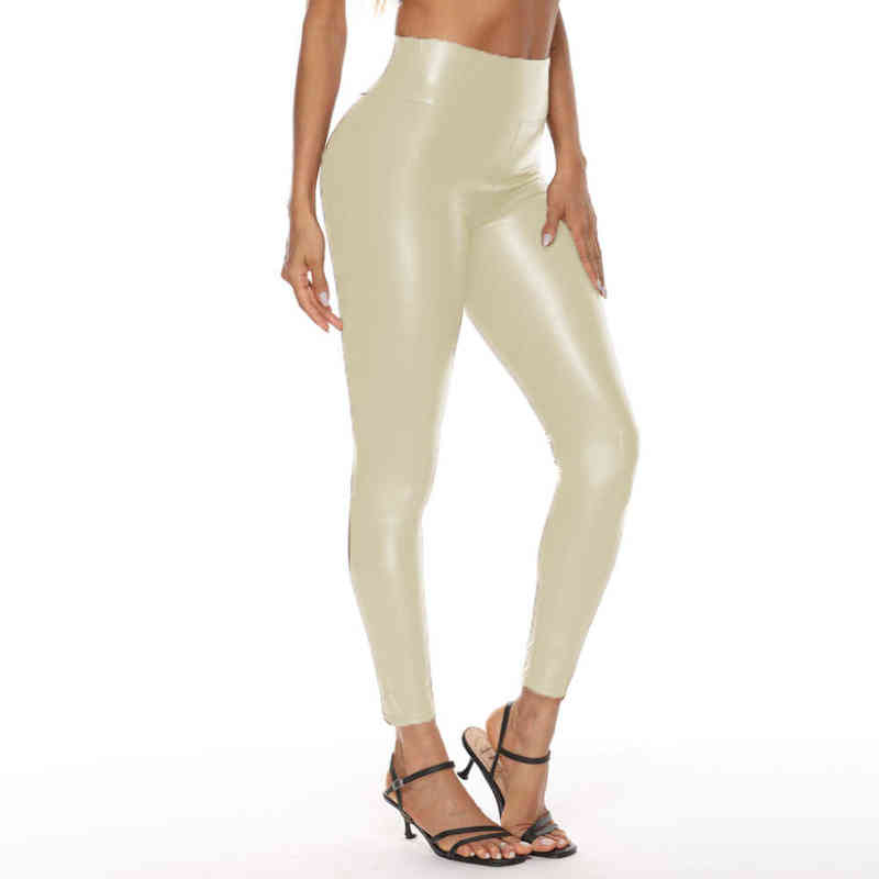 Multicolor Plus Size Women Leggings Winter Autumn High Waist Leather PU Brown Pants Sexy Oversize Female Seamless 211204