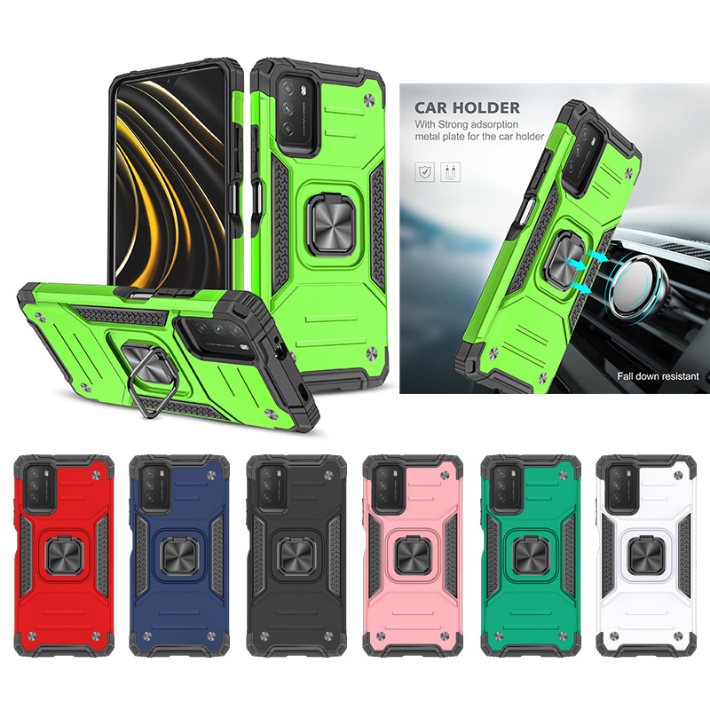 

Shockproof Armor Magnetic Metal Case For XiaoMi Mi 10T Lite Ultra RedMi 9A 9C Note 8 9 Pro POCO M2 X3 NFE Ring Cover, Green