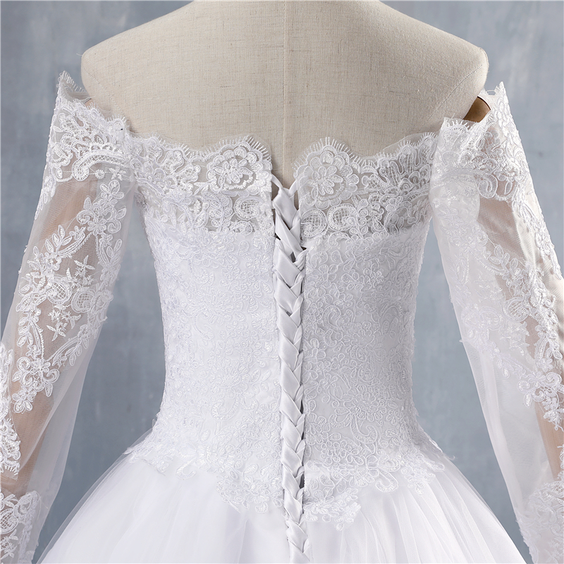 ZJ9151 Sexy Ball Gown Elegant Long Sleeve Wedding Dress For Plus Size Women 2021 Bride Dresses Lace Bottom