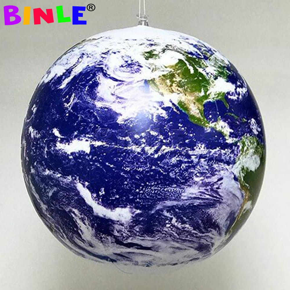 PVC airtight giant Inflatable earth planet balloon with colorful LED lights 2-6m globe ball popular event sphere for hanging decoration