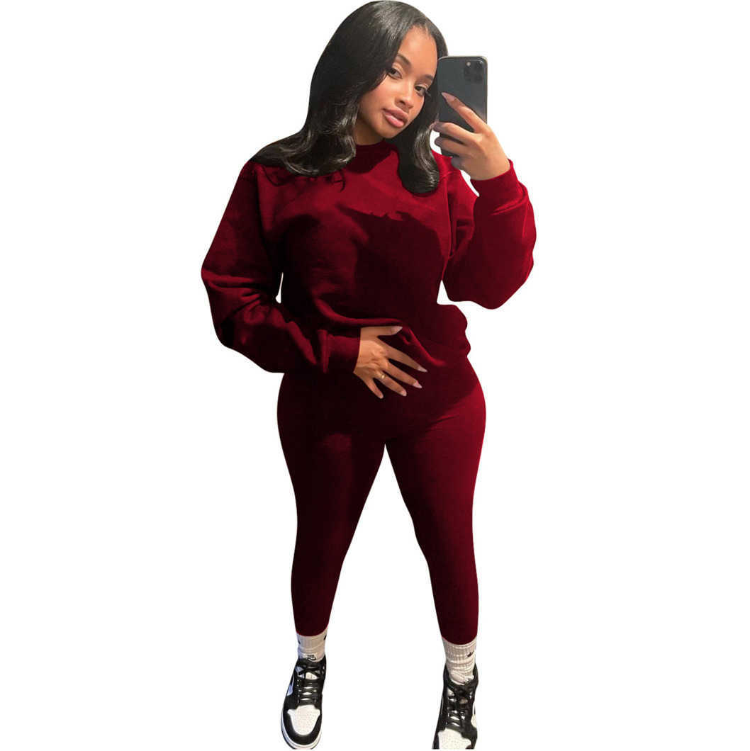 Designers tracksuits Women Clothes 2023 solid color casual sweater two-piece suit Women sports womens sets