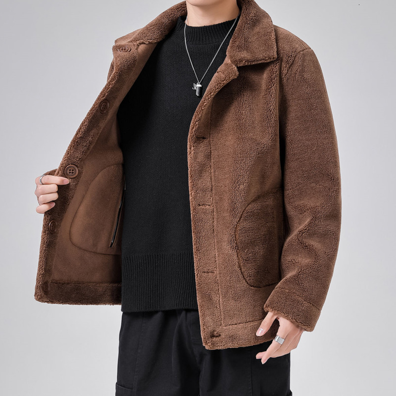 2021 New Winter Thick Double-sided Coat Men's Warmth Fashion Retro Lamb Fur Men Streetwear Short Leather Jacket Mens Tses, Black
2021 New Winter Thick Double-sided Coat Men's Warmth Fashion Retro Lamb Fur Men Streetwear Short Leather Jacket Mens Tses, Black