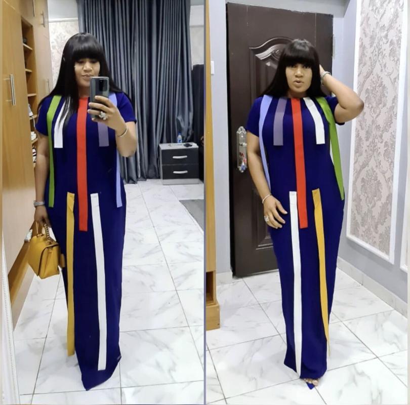 Casual Dresses Tilapia Loose Patchwork Solid Maxi Long Women Big Dress Short Sleeve African Style Leisure Vestidos, Blue
Casual Dresses Tilapia Loose Patchwork Solid Maxi Long Women Big Dress Short Sleeve African Style Leisure Vestidos, Blue