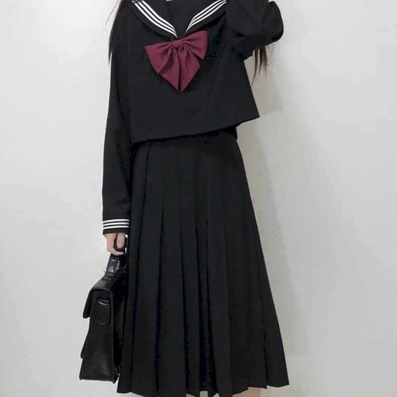 Long sleeve jk uniform skirt top + collar flower stockings college style class school suit JK long 210526