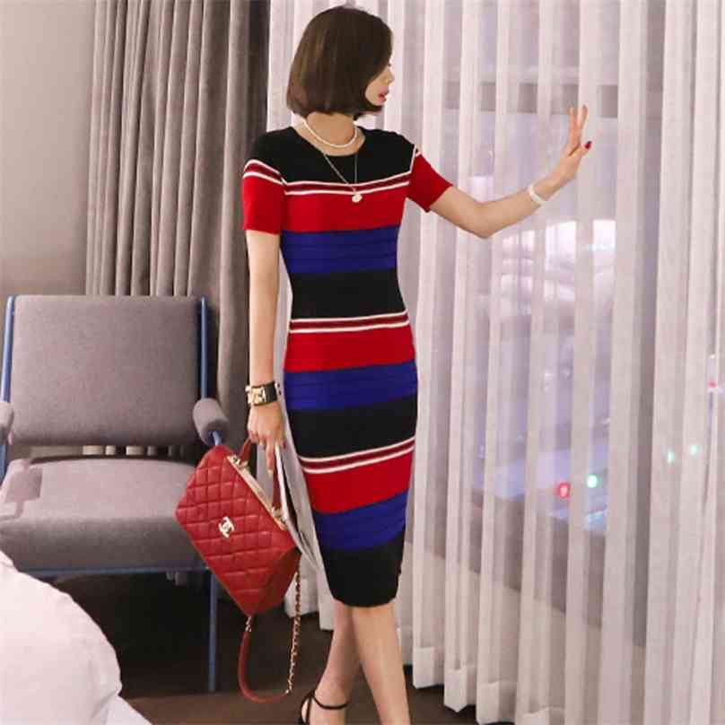 Knitting Stripe Dress korean ladies Sexy short Sleeve Crew neck causal bodycon Dresses for women clothing 210602, Stripe color
Knitting Stripe Dress korean ladies Sexy short Sleeve Crew neck causal bodycon Dresses for women clothing 210602, Stripe color