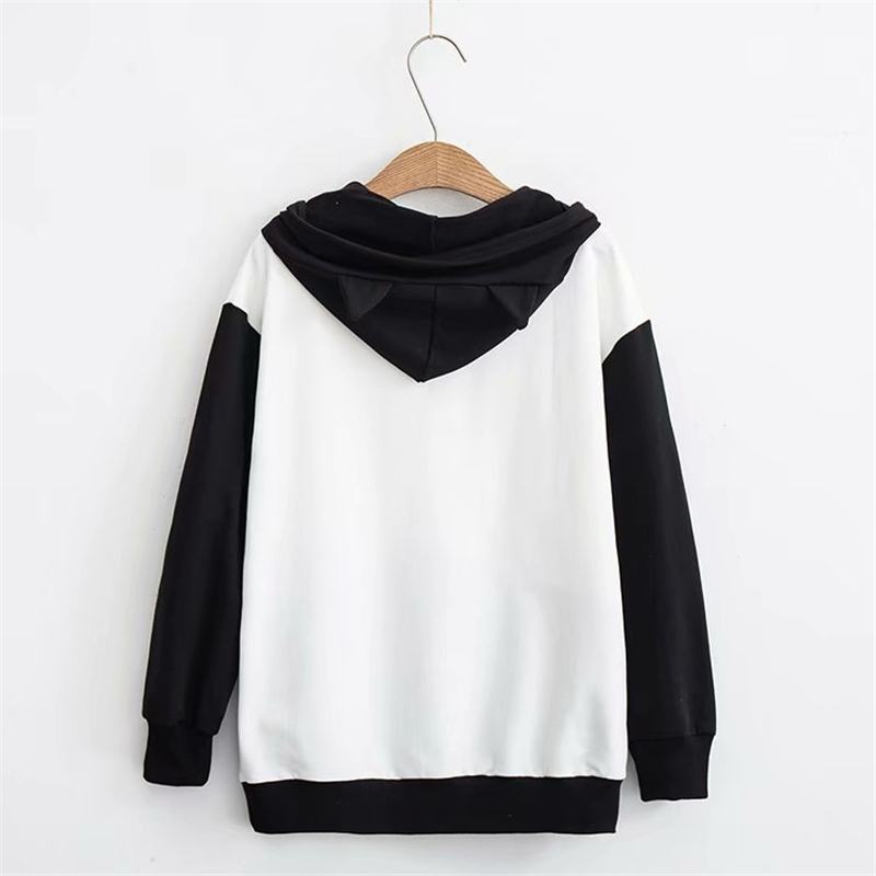 MERRY PRETTY Women Cartoon Print Harajuku Hooded Sweatshirts Winter Long Sleeve Patchwork Pullover Sweet Girl Cute Hoodies 201204