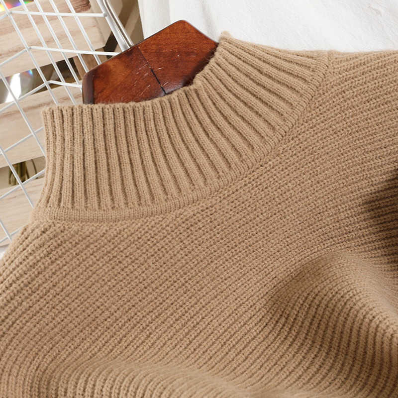 DEAT Women Short Knitted Turtleneck Long Sleeve Top Loose Vest Dress Two Piece Set Fashion Autumn Winter MZ989 210709