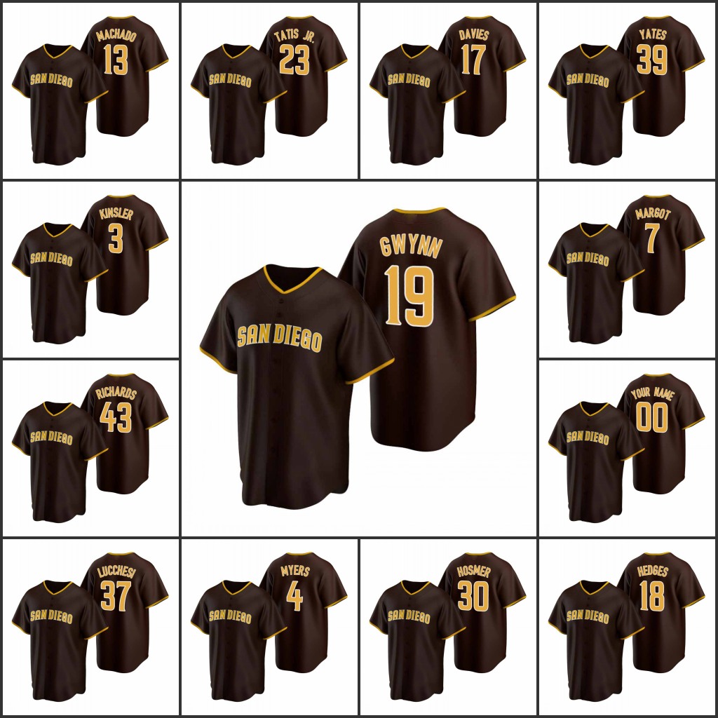 San DiegoPadres #13 Manny Machado 23 Fernando Tatis Jr. 19 Tony Gwynn Men Women Youth Custom BrownReplicaRoad Jersey, Black
San DiegoPadres #13 Manny Machado 23 Fernando Tatis Jr. 19 Tony Gwynn Men Women Youth Custom BrownReplicaRoad Jersey, Black