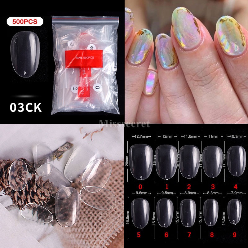 500PCS French Style Clear False Nails Tips Coffin Ballerina Acrylic Nail Tip Manicure Art Salons and Home DIY