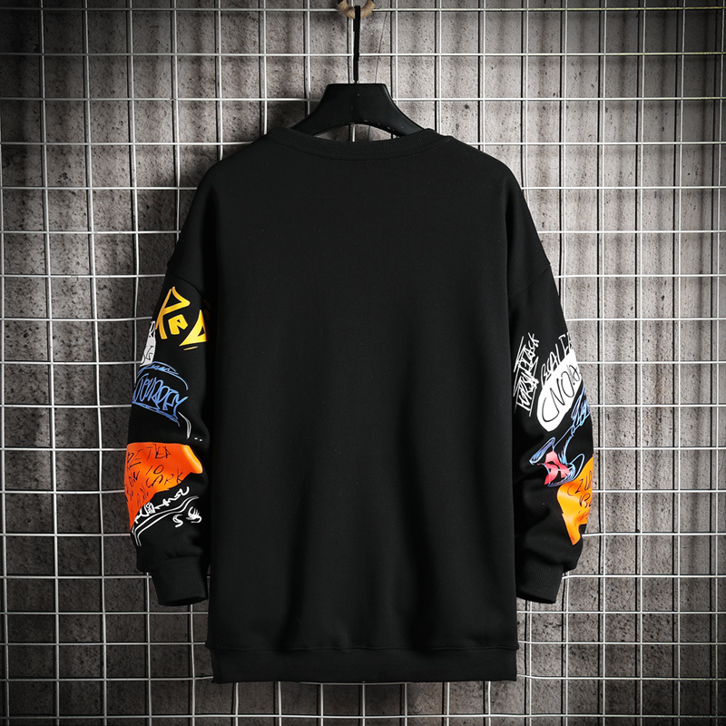SingleRoad Mens Crewneck Sweatshirt Men Graffiti Oversized Japanese Streetwear Hip Hop Black Hoodie Men Sweatshirts Hoodies 201127