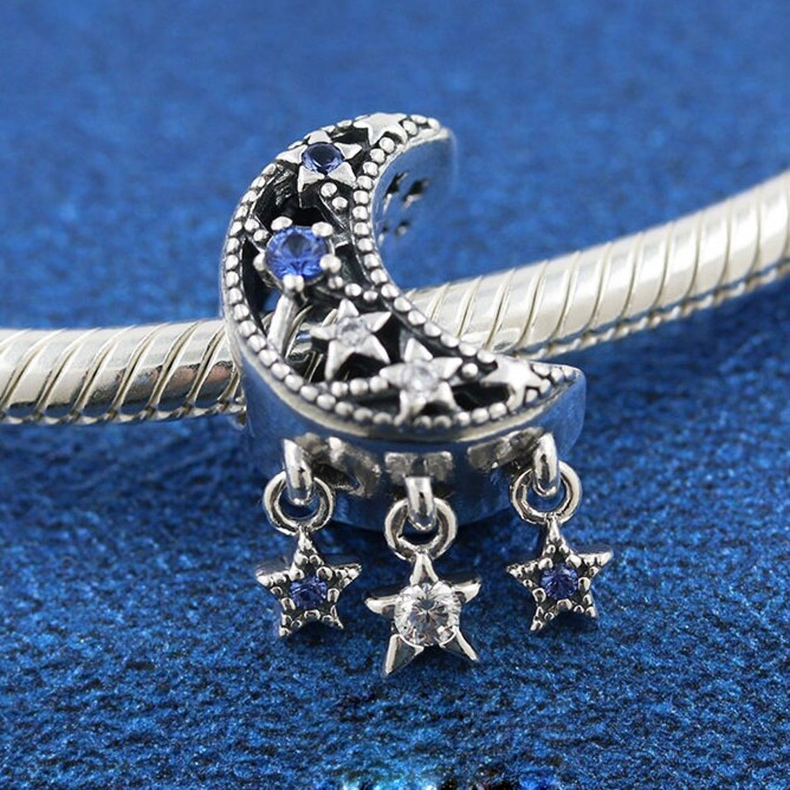 2021 Winter 925 Sterling Silver Star & Crescent Moon Charm With Blue and Clear Cz Fits European Pandora Jewelry Charm Bracelets
2021 Winter 925 Sterling Silver Star & Crescent Moon Charm With Blue and Clear Cz Fits European Pandora Jewelry Charm Bracelets