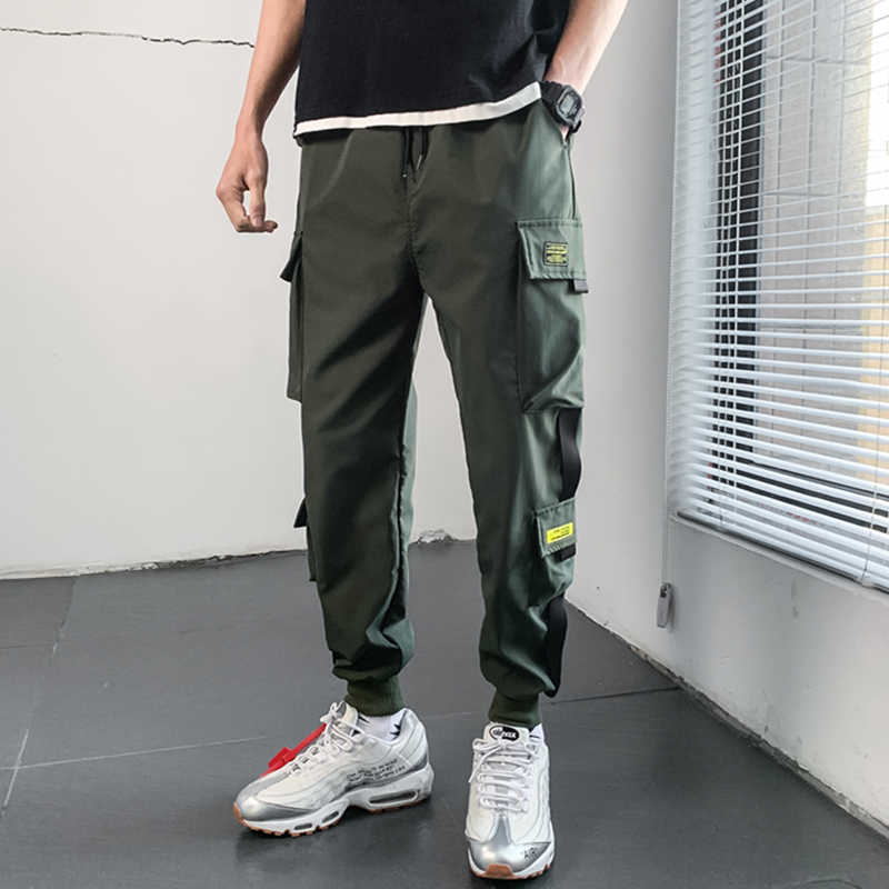 2020 Ankle Length Men Pants Streetwear Sweatpants Elasticated Waistband Drawstring Casual Trousers Y0927