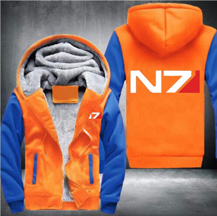 USA size Men Mass Effect N7 Zipper Jacket Sweatshirts Thicken Hoodie Coat Casual sweatshirts men fashion hoodie streetwear 201020