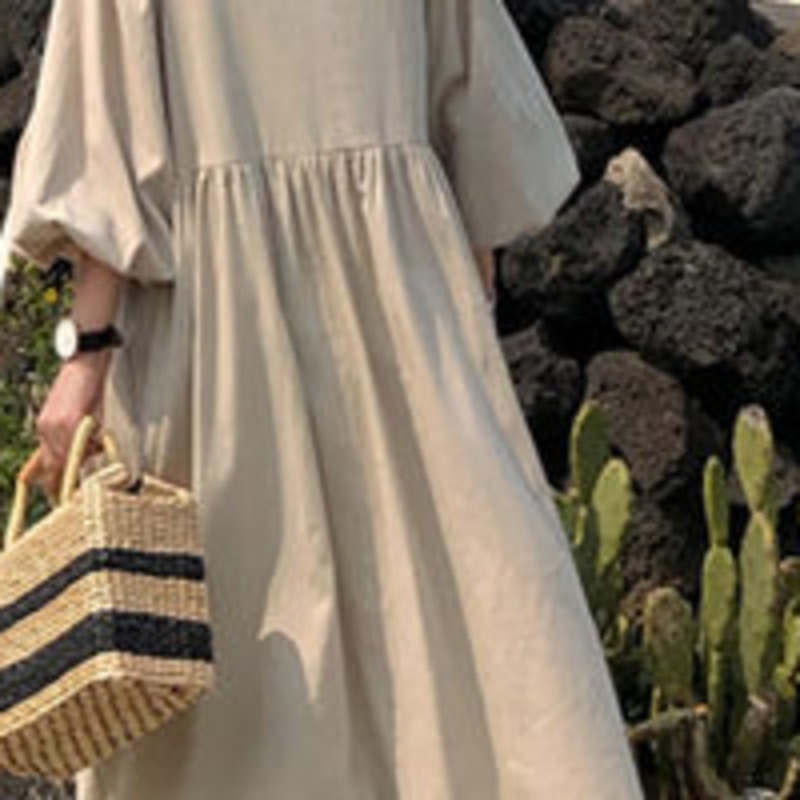 TVVOVVIN New Korean Style Women Long Dress Loose Pluz Size Cotton And Linen Dress Female Summer Women Clothing F253 T200113