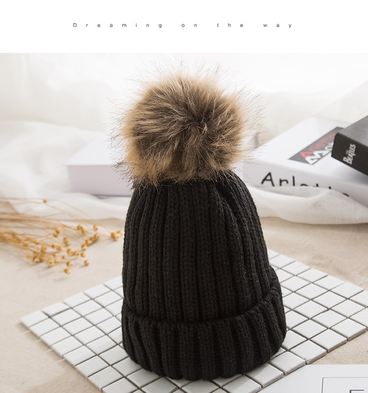 7 Styles Big Girls Knit Cap Kid Crochet PomPom Beanies Hat Fur Ball Hats Knitted Outdoor Caps girl Accessories M421