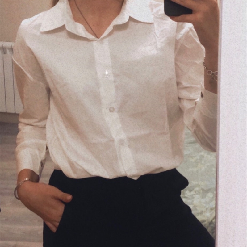 Women White Shirt Spring Summer Fashion Korean Casual Long Sleeve Loose Shirts Female Streetwear Blouse Tops 210308