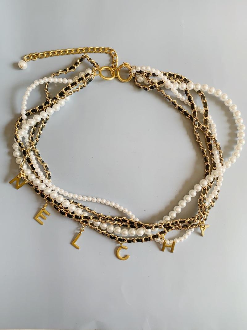 Belts Women's Luxury Designer Brand Metal Pearl Weave Waist Chain Gold Corset For Female Jeans Dress Girls Gift Centure Femme
Belts Women's Luxury Designer Brand Metal Pearl Weave Waist Chain Gold Corset For Female Jeans Dress Girls Gift Centure Femme