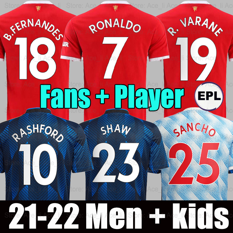 21 22 RONALDO SANCHO SHAW Manchester soccer jerseys UNITED Fans Player version Man BRUNO FERNANDES VARANE MARTIAL UTD RASHFORD football shirt 2021 2022 men + kids kit, Kids 21-22 third
21 22 RONALDO SANCHO SHAW Manchester soccer jerseys UNITED Fans Player version Man BRUNO FERNANDES VARANE MARTIAL UTD RASHFORD football shirt 2021 2022 men + kids kit, Kids 21-22 third