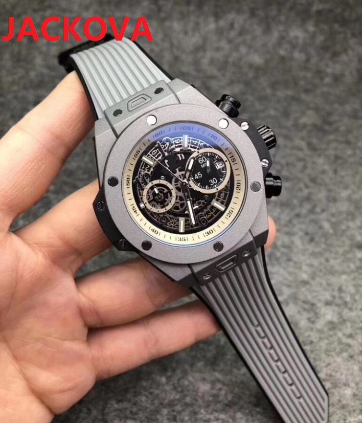 

trend men highend full functional rubber watches Chronograph six stitches series All the dials work Analog Quartz Wristwatch Stopwatch Valentine's Day present, As pic