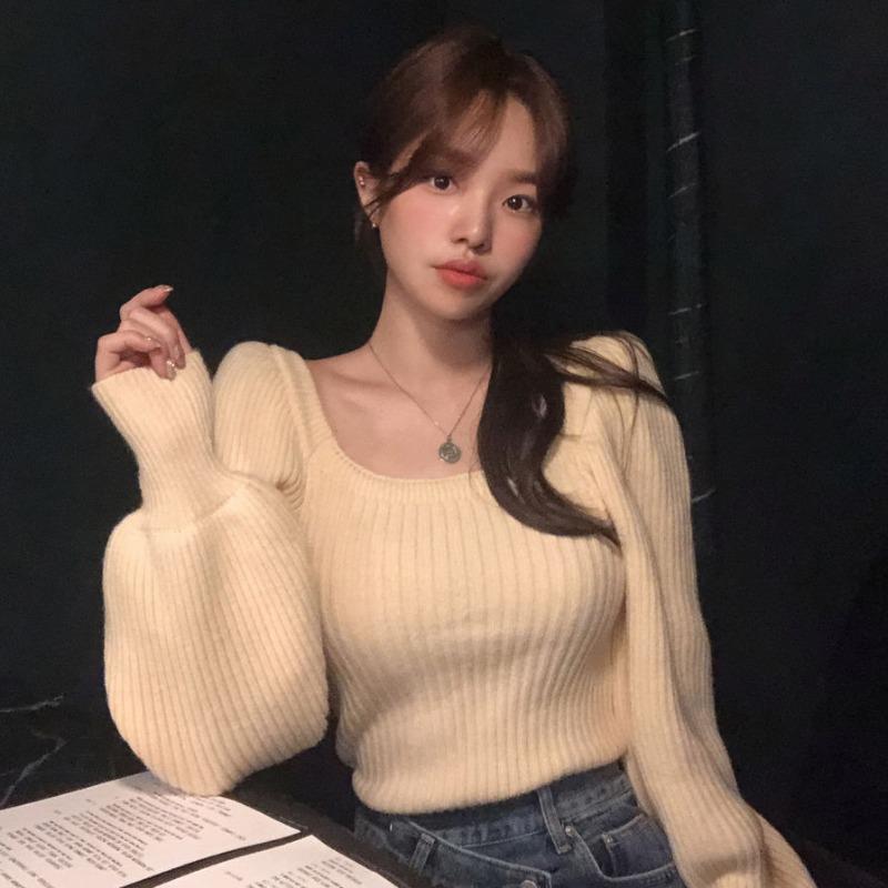 Women's Sweaters Sweet Pullovers Puff Long Sleeve Square Neck Knitted Sweater Jumpers Japan Gentle Solid Tops Fashion Shirts Sexy Pull Femme, White;black
Women's Sweaters Sweet Pullovers Puff Long Sleeve Square Neck Knitted Sweater Jumpers Japan Gentle Solid Tops Fashion Shirts Sexy Pull Femme, White;black