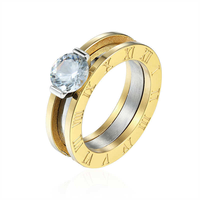 Top Quality Classic Design Can Be Broken Down Into Two Stainless Steel Woman Crystal Rings Lovers Brands Jewelry Rings For Woman X0715