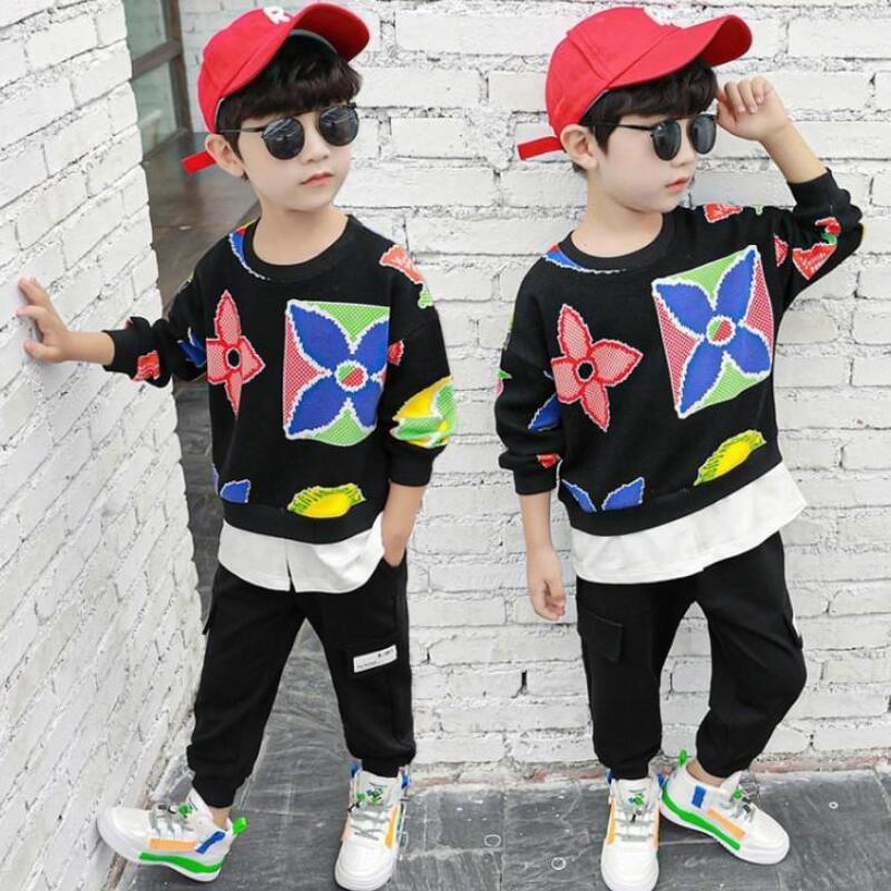 2020 autumn childrens sweater+pants 2pcs boys sport clothing set baby boy clothes suit for toddlers Y1117