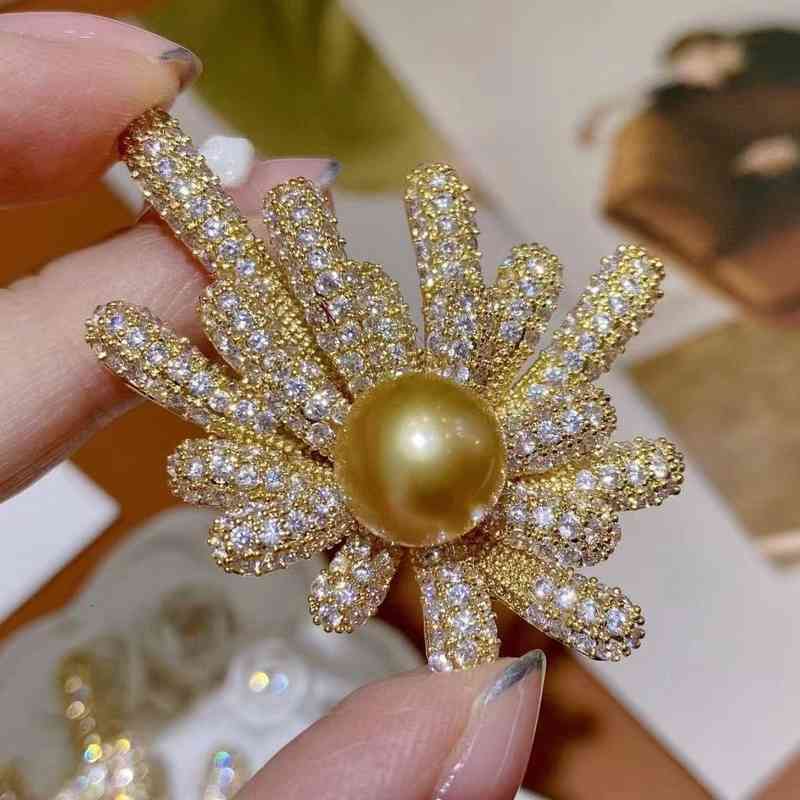 Fireworks Stars Gorgeous Brooch High-grade Temperament Versatile Suit Coat Fashion Natural Pearl Pin