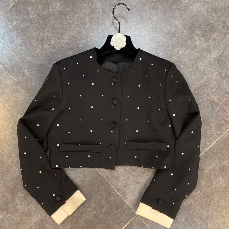 Women High Elastic Waist Skirt Stitching Sleeve Drilling Short Coat Two Piece Set Fashion Spring Summer 11B383 210525, Black
Women High Elastic Waist Skirt Stitching Sleeve Drilling Short Coat Two Piece Set Fashion Spring Summer 11B383 210525, Black