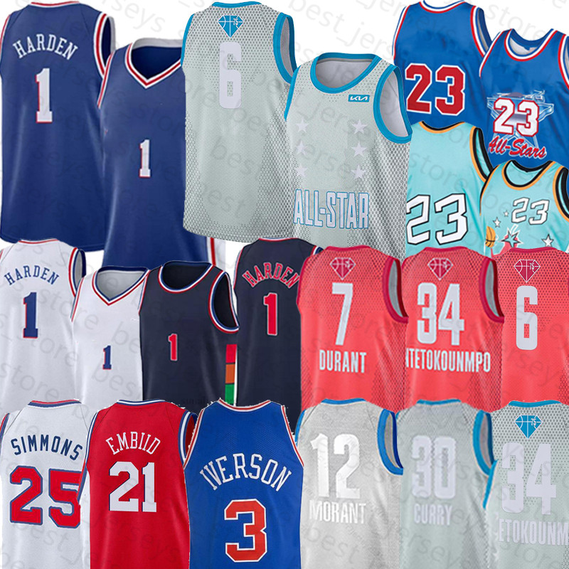 James 1 Harden basketball jerseys 2022 All-Star 7 Durant 30 Curry 34 Antetokounmpo 12 Morant Allen 3 Iverson 21 Embiid 0 Maxey 6 Erving 25 Simmons 75th anniversary vest, 76ren
James 1 Harden basketball jerseys 2022 All-Star 7 Durant 30 Curry 34 Antetokounmpo 12 Morant Allen 3 Iverson 21 Embiid 0 Maxey 6 Erving 25 Simmons 75th anniversary vest, 76ren