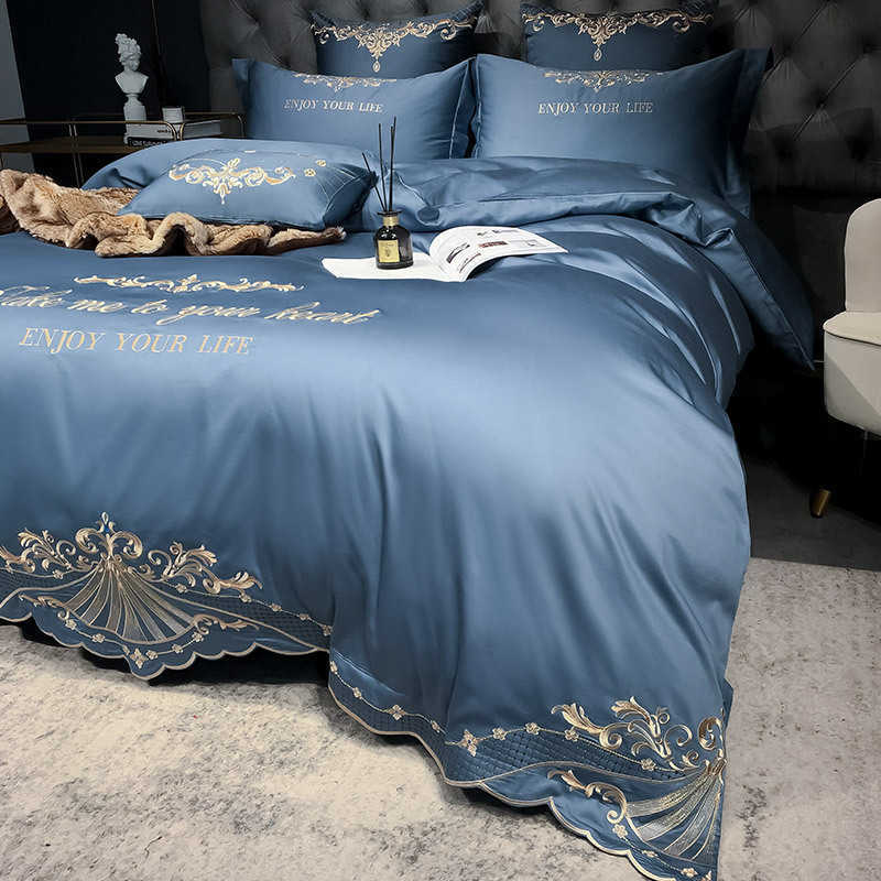 60 thread count Satin long staple cotton embroidered four piece set spring and summer pure cotton simple plain color quilt cover bed sheet, White
60 thread count Satin long staple cotton embroidered four piece set spring and summer pure cotton simple plain color quilt cover bed sheet, White