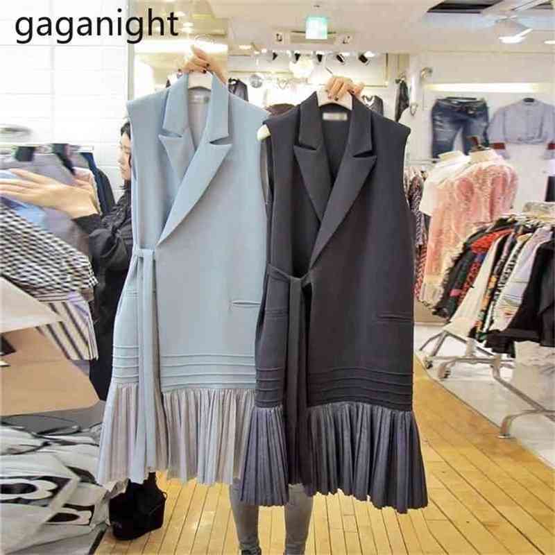 Korean Style Spring Autumn Elegant Coats Ruffle Belts Patchwork Solid V-Neck Sleeveless Fashion Women Vests 210601, Light blue
Korean Style Spring Autumn Elegant Coats Ruffle Belts Patchwork Solid V-Neck Sleeveless Fashion Women Vests 210601, Light blue