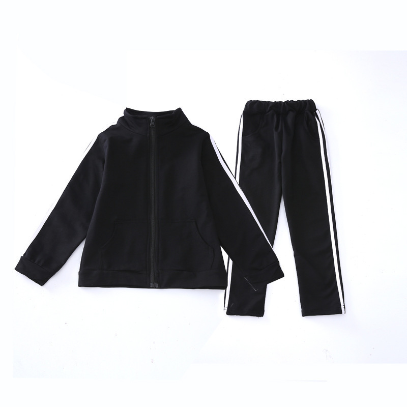 Boys Girls Clothing set Children's Spring &Autumn Solid Student Sprotwear 2pcs suits Long Sleeve Clothes 5 6 8 10 12 14 16 Years Y1117