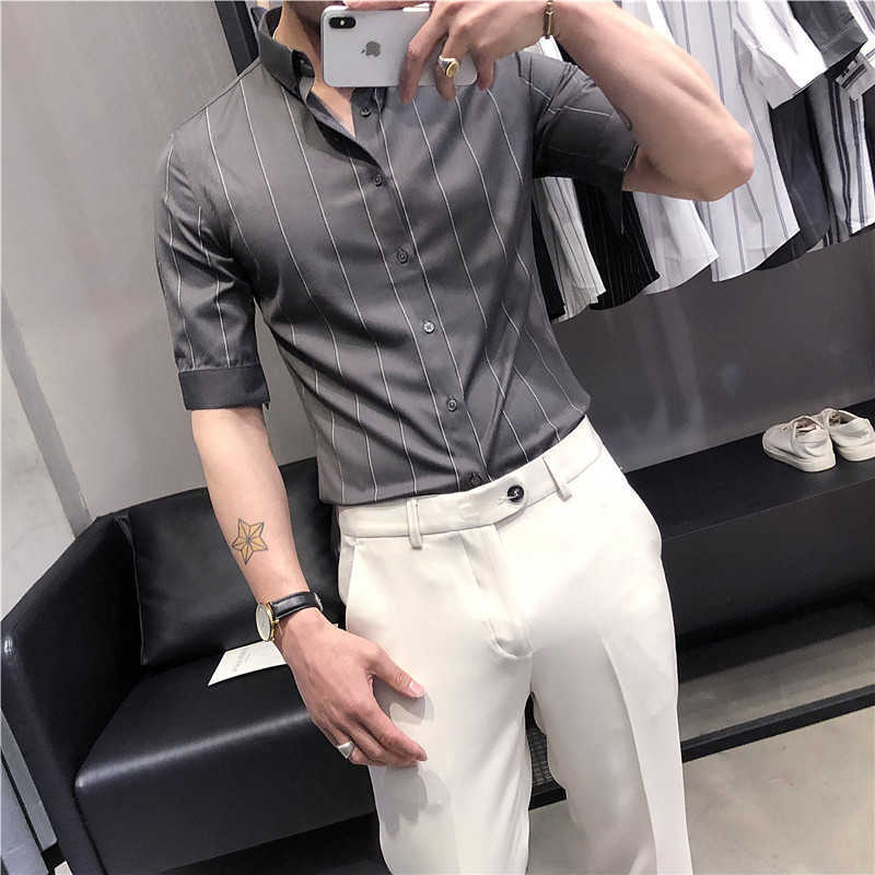 Summer Short Sleeve Shirts Men Slim Fit Business Formal Dress Shirts Office Casual Shirt Streetwear Social Party Blouse 210527, White
Summer Short Sleeve Shirts Men Slim Fit Business Formal Dress Shirts Office Casual Shirt Streetwear Social Party Blouse 210527, White