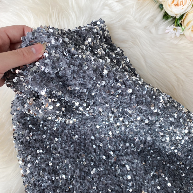 Spring Summer High Waist Slim Shining Bling Sequin Skirt Women Black/Silver Bodycon Skirt For Female New Fashion Faldas 210309