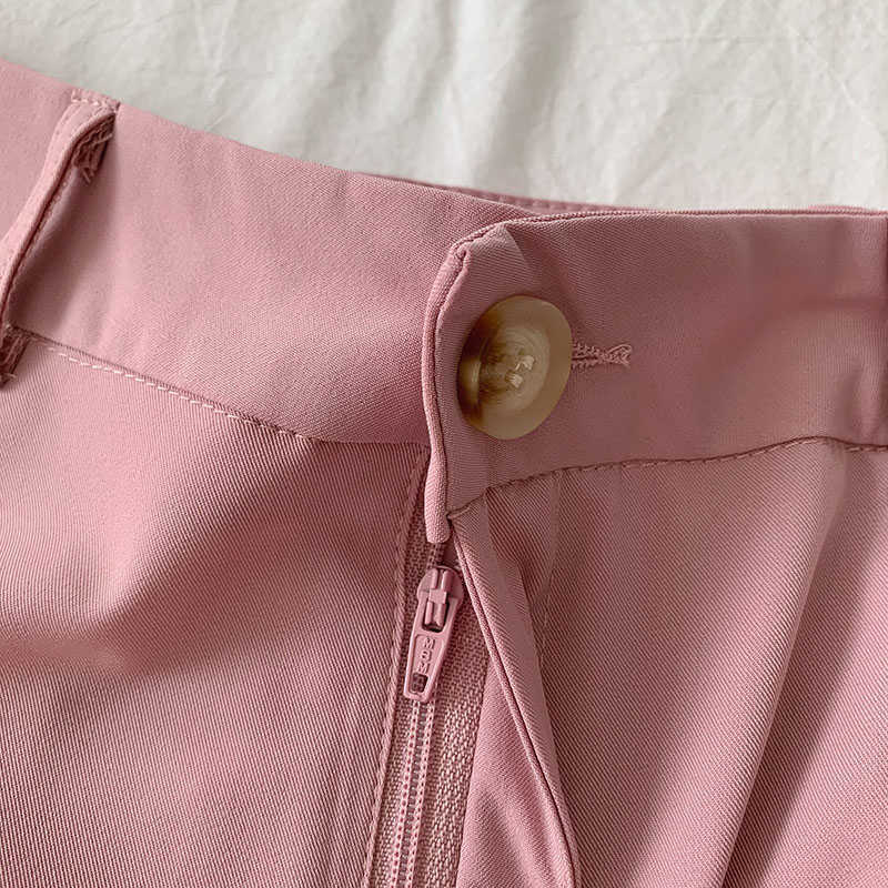 Solid Causal Women Pants Spring High Waist Long Trousers Korean Split Wide Leg Pantalones De Mujer 6G191 210603