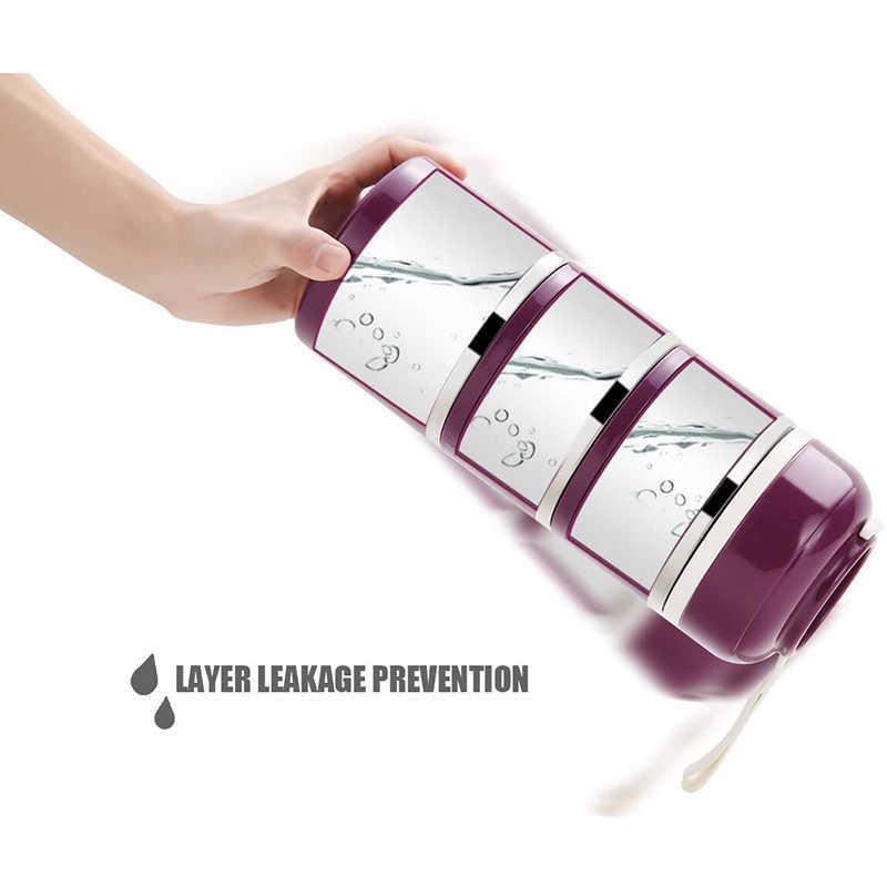 3 Tier Stainless Steel Lunchbox Insulation Food Soup Container Lunch Box Bag Portable Outdoor Bento Leak-Proof Kitchen 3 Layer 210818