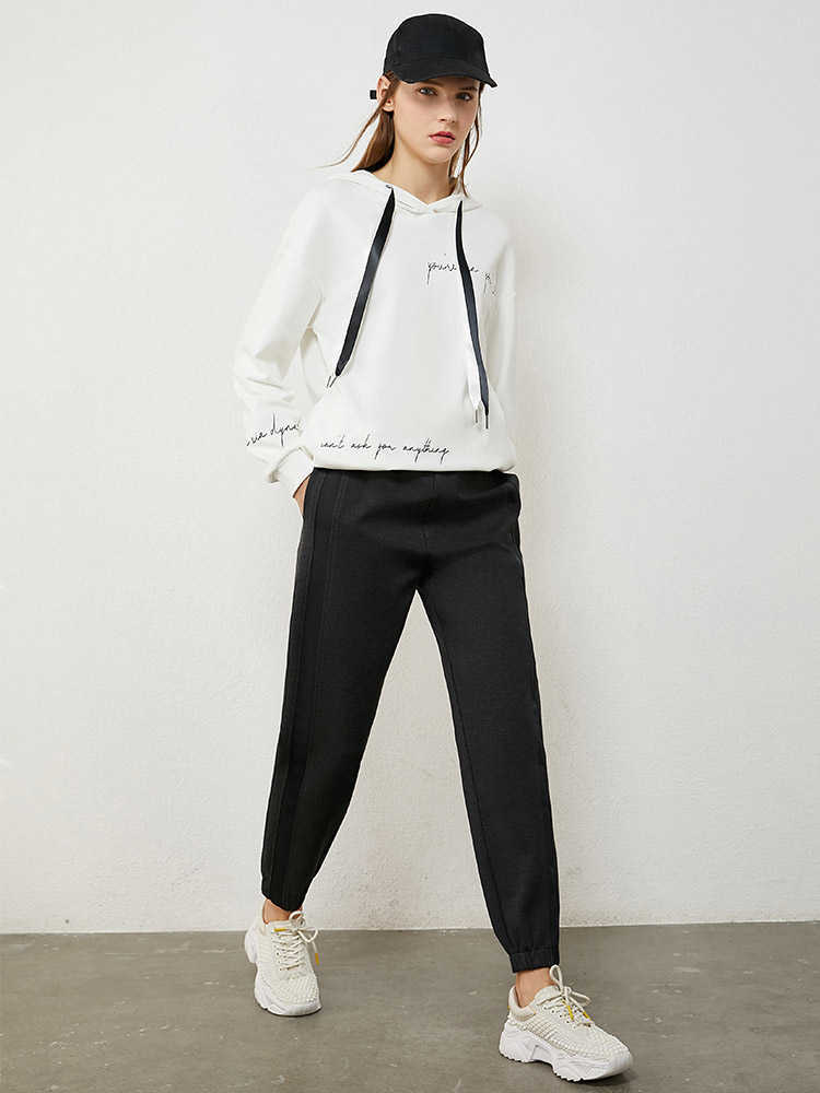 Minimalism Winter Fashion Thick Women's Pants Causal Elastic Waist Patchwork Fleece Loose Female Trousers 12070442 210527