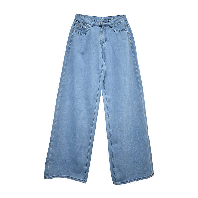 Korean Style Women Jeans Denim Boot Cut Wide Leg Jean Boots Fashion Loose Long Length Streetwear Female Pants Casual Solid Pants 210616