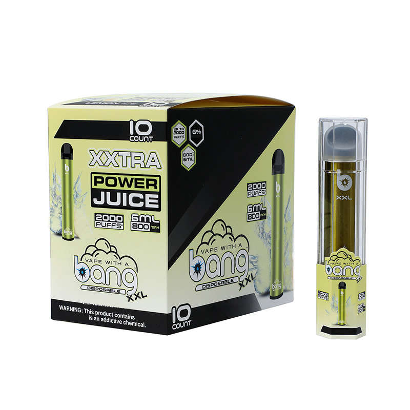 BANG XXL Disposable Vapes Cigarettes Pen Device 800mAh Batterys 6ml Pods pre-filled Vapors 2000 Puffs xxtra vaoe kit Vs bang 22 colors
BANG XXL Disposable Vapes Cigarettes Pen Device 800mAh Batterys 6ml Pods pre-filled Vapors 2000 Puffs xxtra vaoe kit Vs bang 22 colors