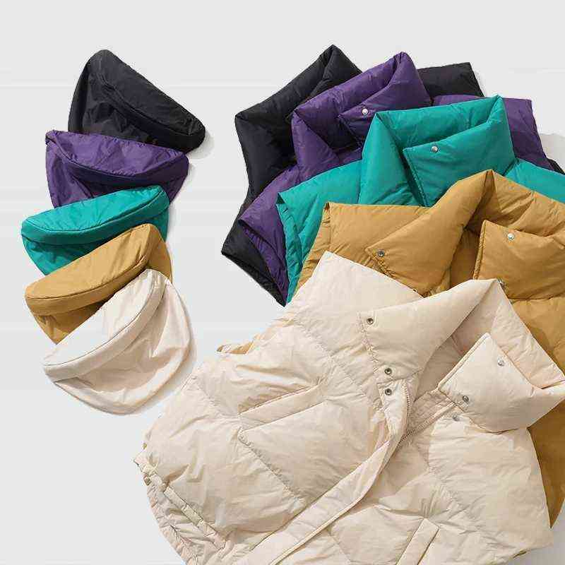 Autumn Winter Women Duck Down Jacket Vest Female Short Thick Warm Coat Windproof Sleeveless Waistcoat With Bag Outwear 211120