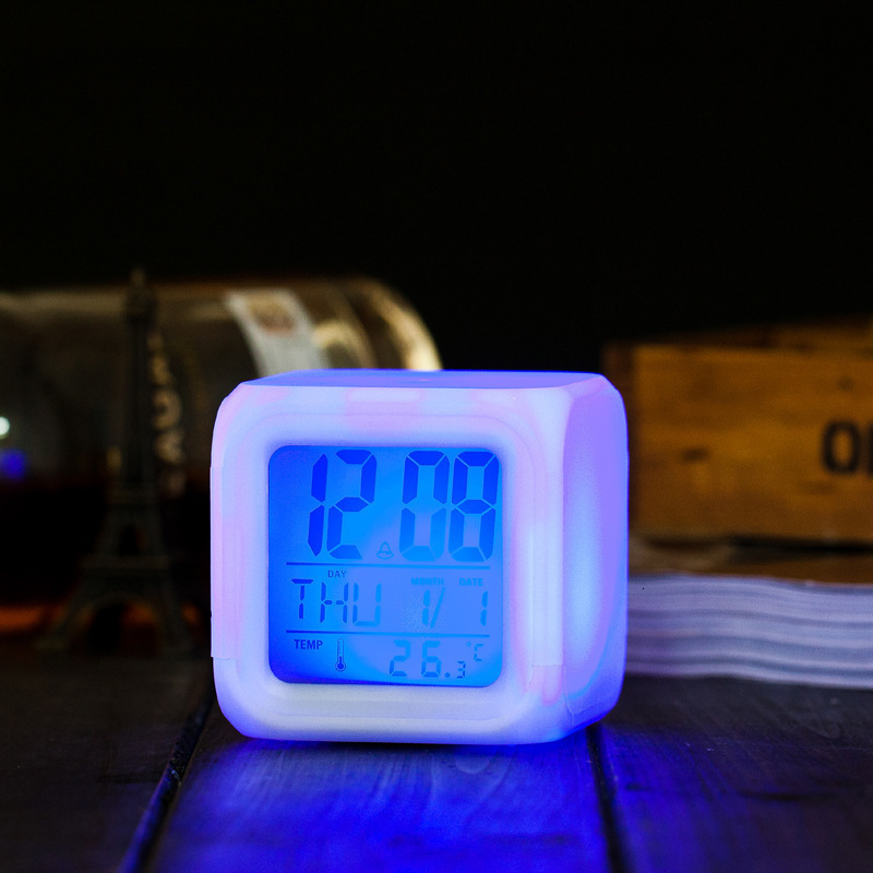 colorful color changing creative home square white small alarm led luminous electronic clock
colorful color changing creative home square white small alarm led luminous electronic clock