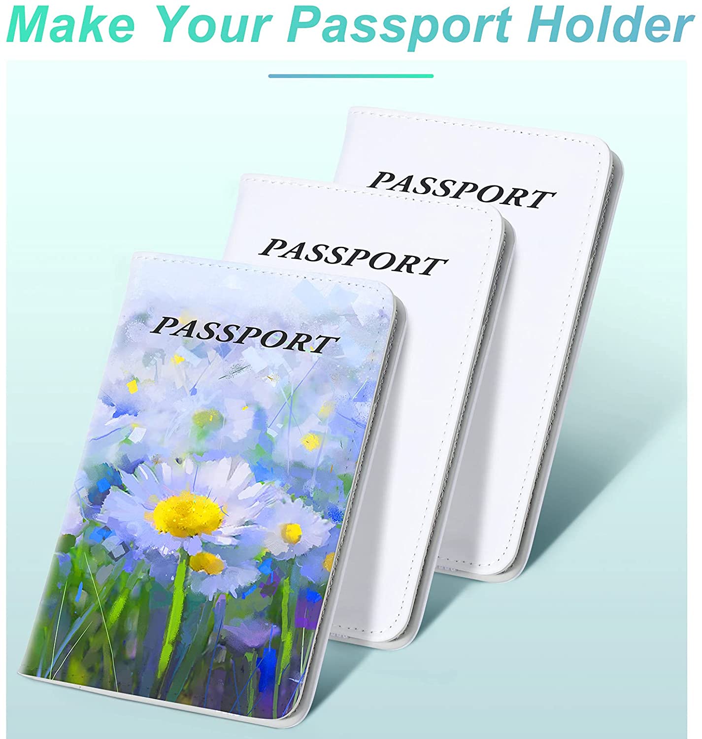 Sublimation Passport Holder blanks PU Leather Blank Thermal Transfer Business Cards clip Credit Card Boarding Passes wallet